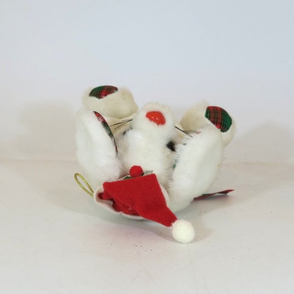 Fun World Plush Santa White Mouse Stuffed Animal Plaid Ornament Christmas - Picture 5 of 9